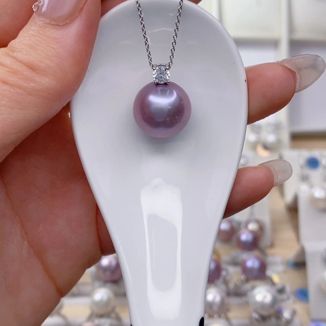 淡水珍珠银S925镶嵌吊坠(赠链)