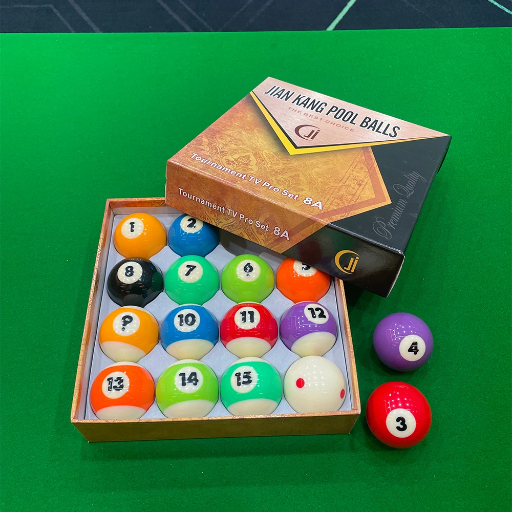 健康8A独眼龙黑八水晶台球子中式十六彩桌球标准大号台球用品包邮
