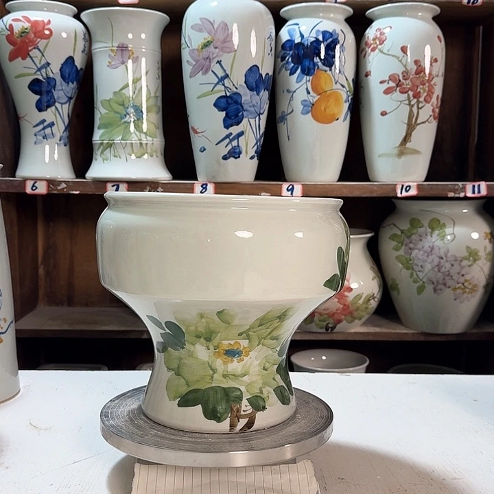 瓶口22绿绿牡丹款陶瓷陶瓷