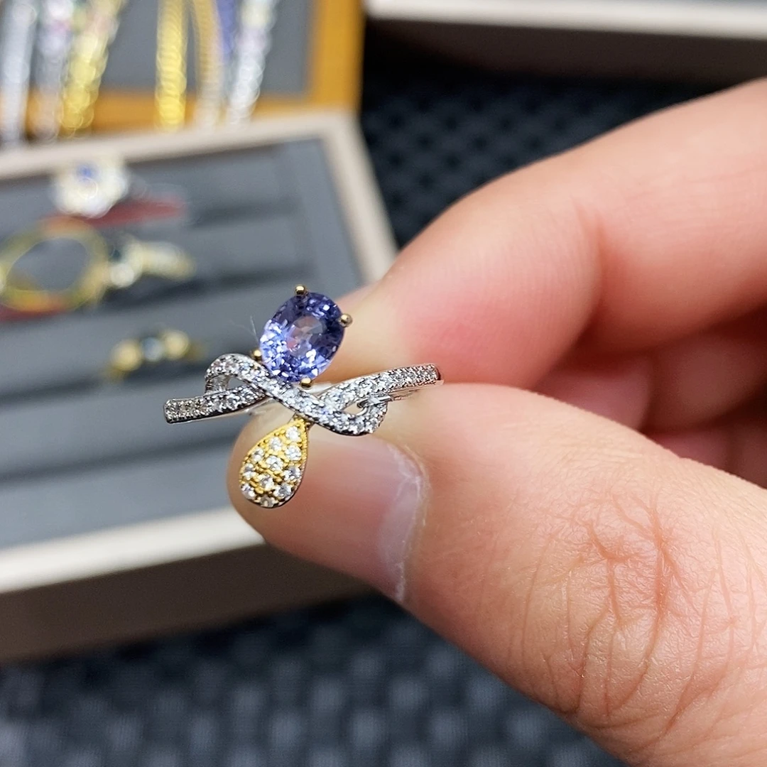 尖晶石戒指银S925镶嵌