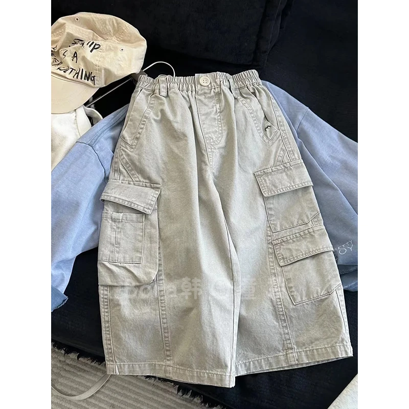 男童裤子儿童秋装2025新款潮流工装牛仔裤女宝宝洋气痞帅休闲长裤