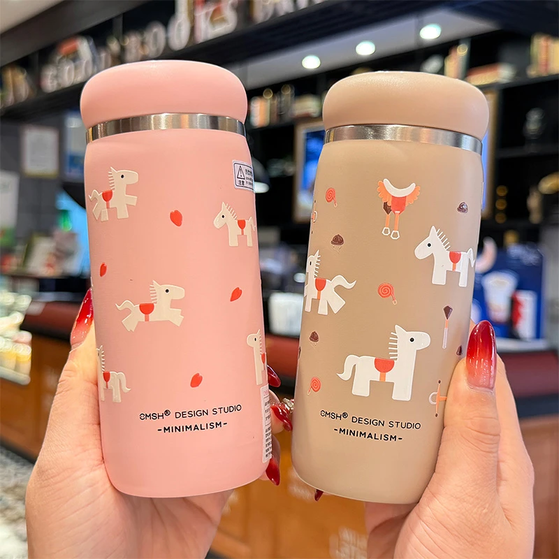 可爱小马保温杯女生便携茶水分离泡茶杯学生小巧316迷你口袋杯子