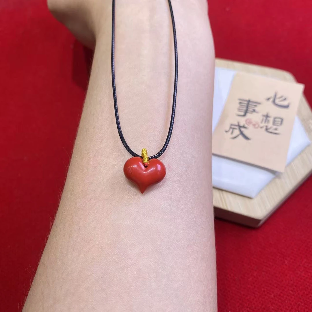 含辰砂工艺品高含量真朱砂水飞红砂小心心吊坠652