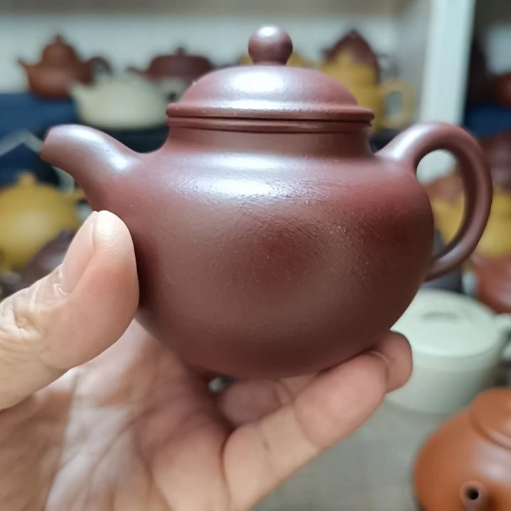 洋***_紫砂茶盘原矿紫茄泥莲子内推260cc半手工