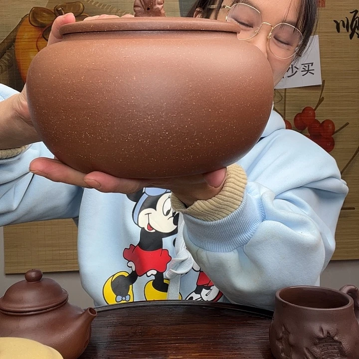 紫砂茶杯疏**盖原矿紫砂杯