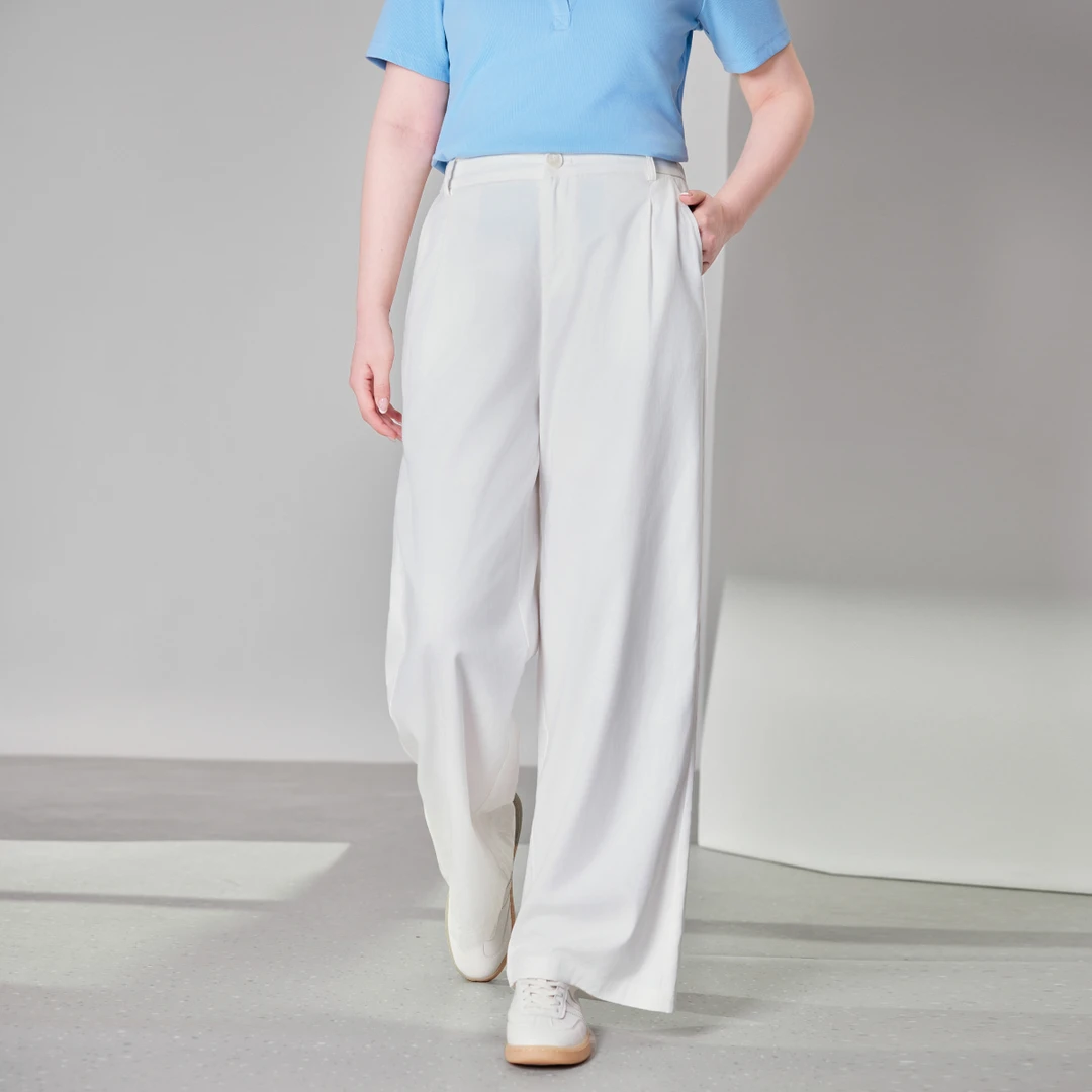 【松烟入墨-天丝棉】MsShe大码女装夏季薄款显瘦宽松阔腿裤B2505009