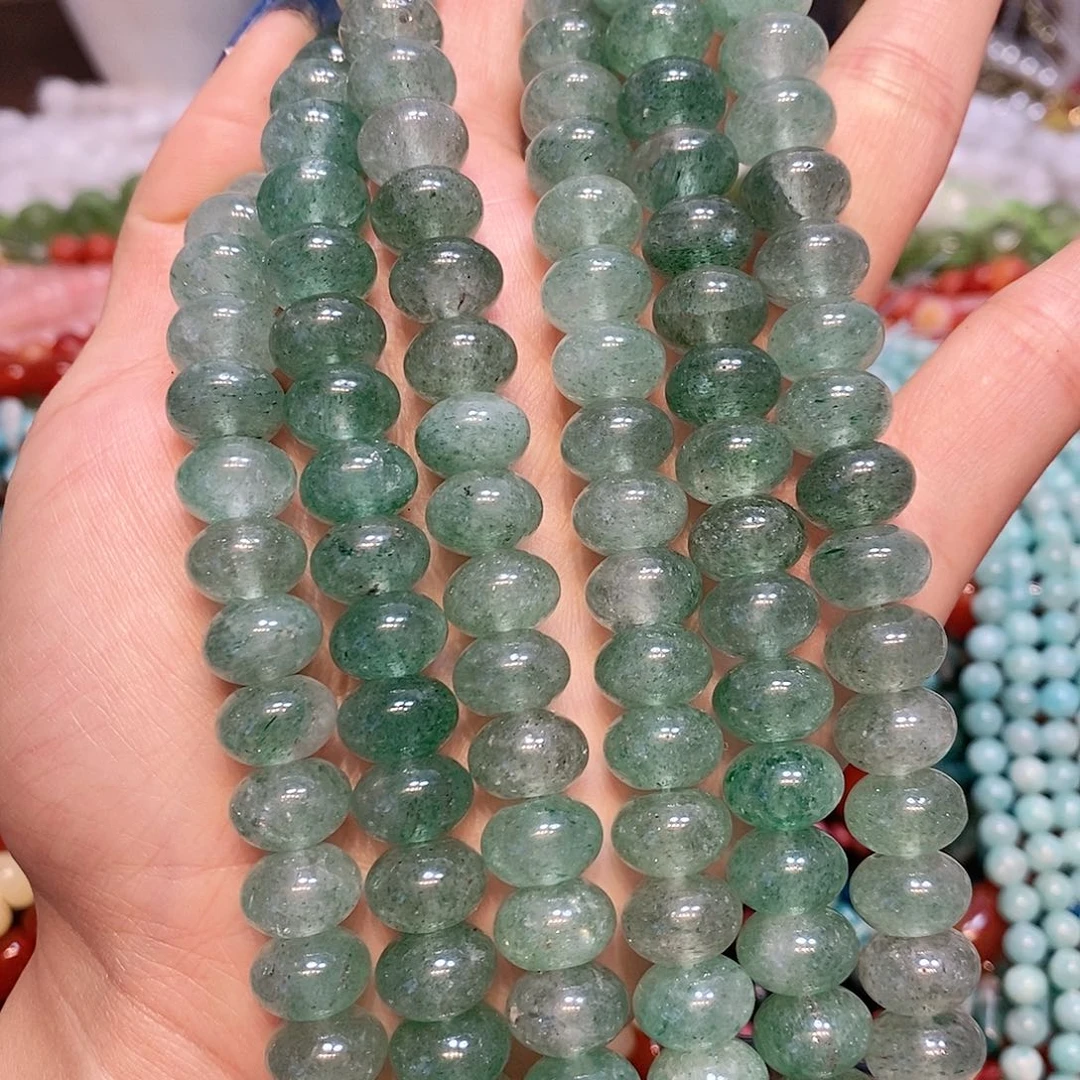 玛瑙/玉髓散珠绿草莓胖算盘一条12mm