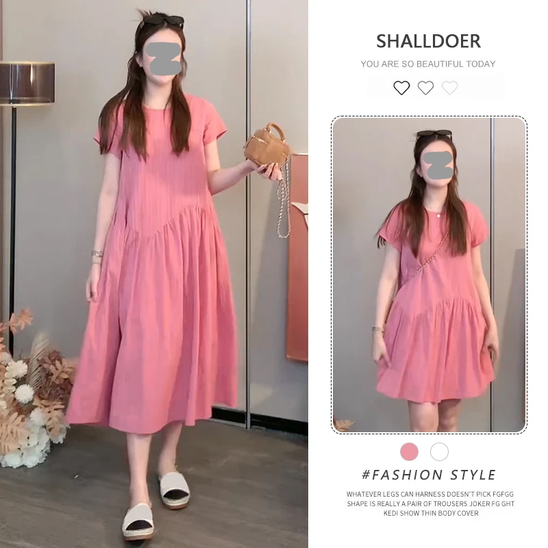 小个子休闲短袖t恤连衣裙女士2026新款夏季洋气减龄宽松遮肚a字裙