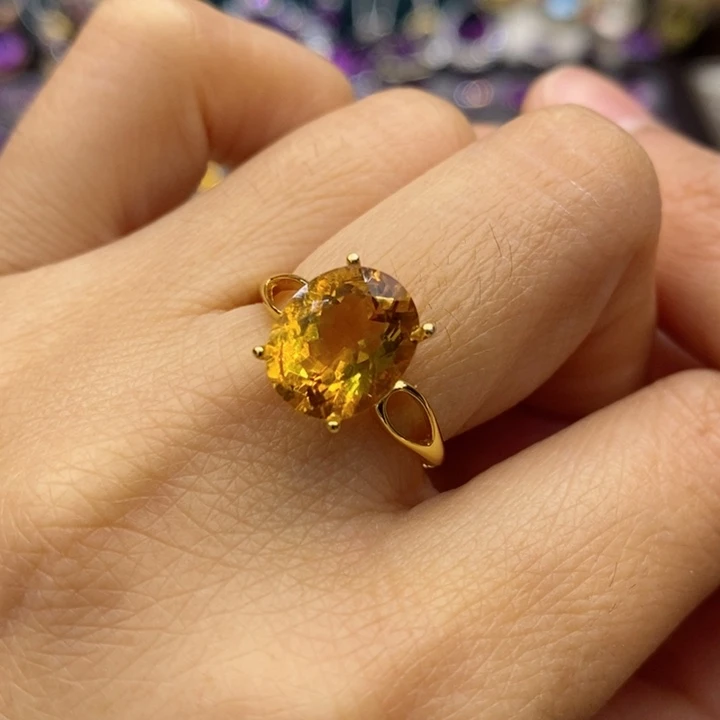 水晶戒指银S925镶嵌天然水晶戒指