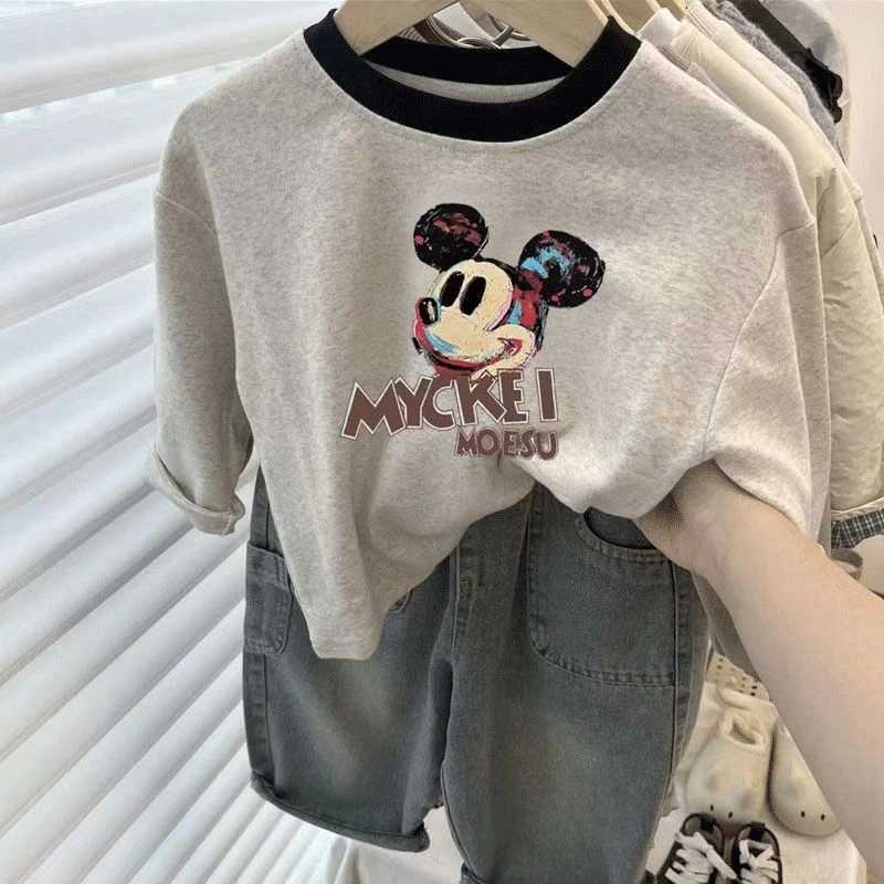 纯棉卡通长袖T恤秋新款男童洋气百搭明线设计休闲百搭圆领打底衫t