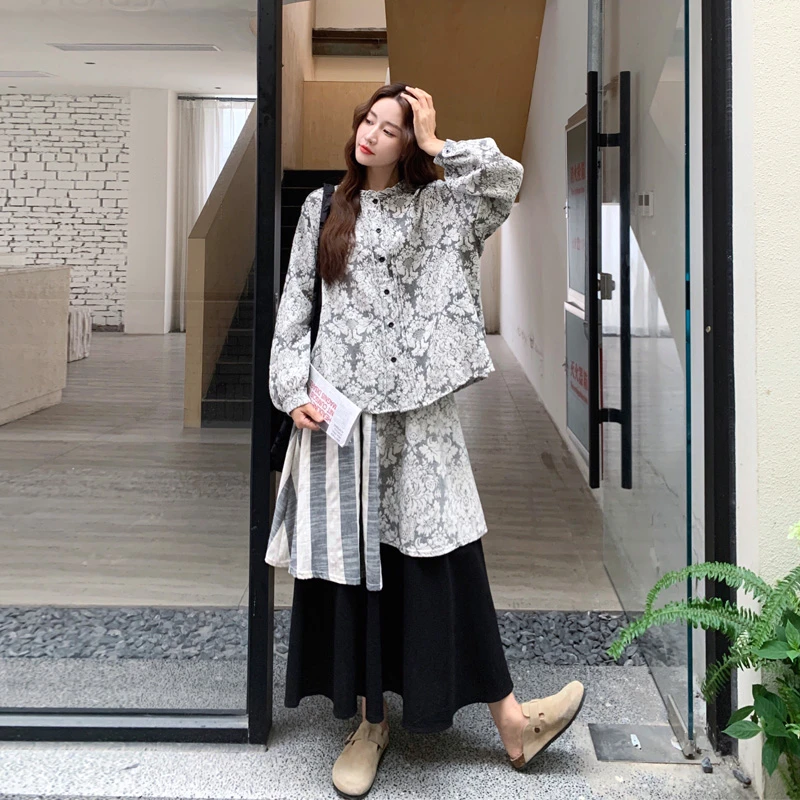 不规则设计感提花套装裙2025春秋新款复古氛围感韩系ins风两件套