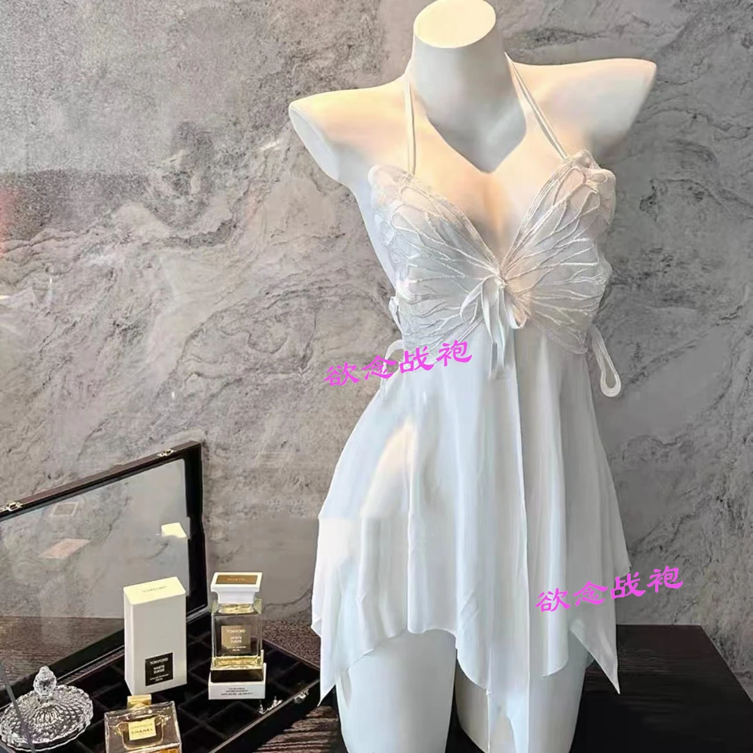 【欲念】法式显瘦修身纯欲辣妹甜美睡衣性感夏季蕾丝女套装居家服