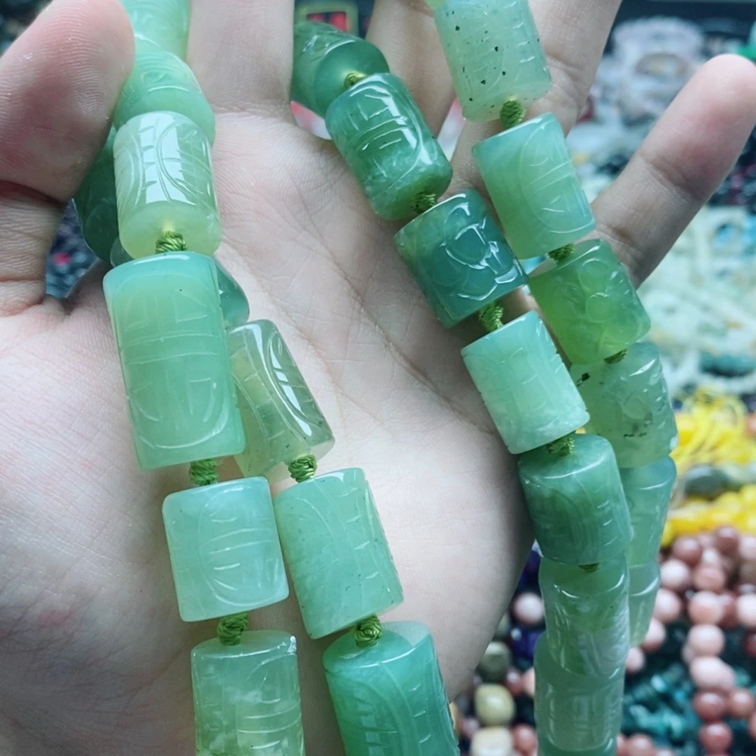 未镶嵌玛瑙/玉髓珠宝半成品一条天然老袖玉桶珠