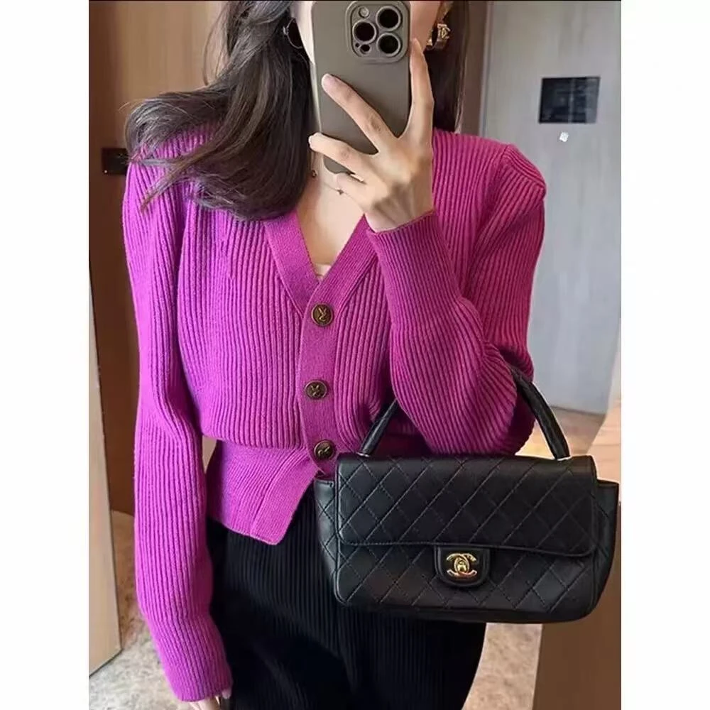 4871#复古时尚气质百搭针织开衫【衣长50】