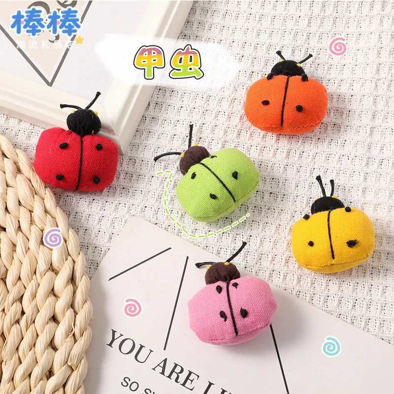 棉麻韩版甲虫胸针卡通动物饰品配件diy挂件可爱日系包包饰品配件
