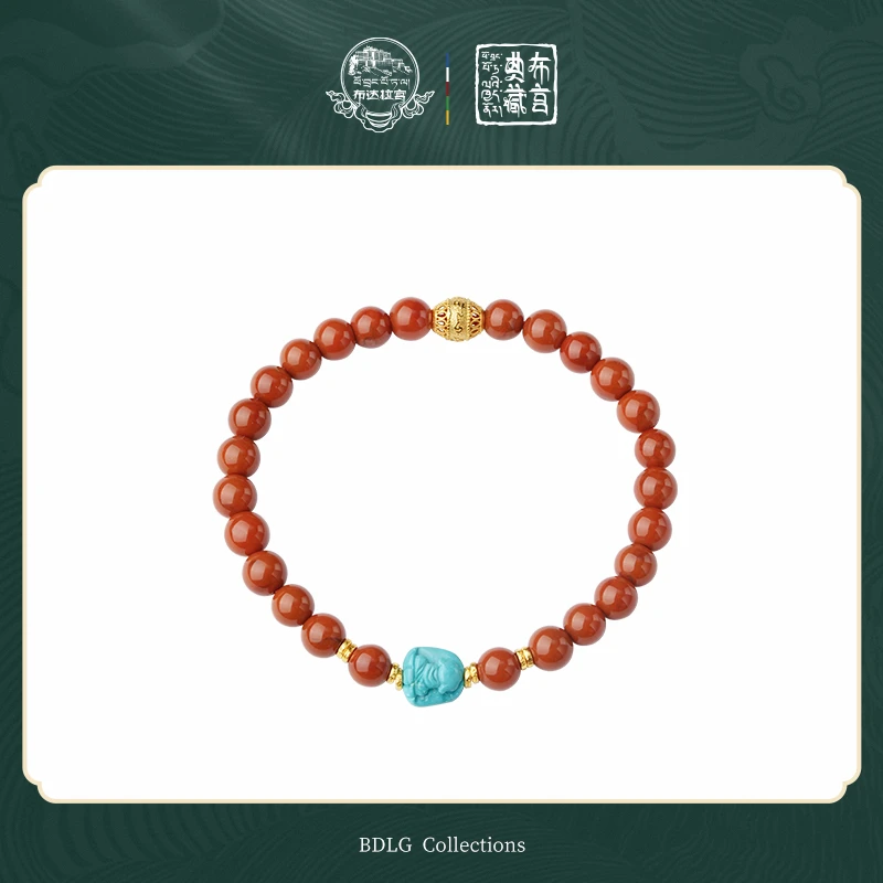 布达拉宫南红绿松925银手串