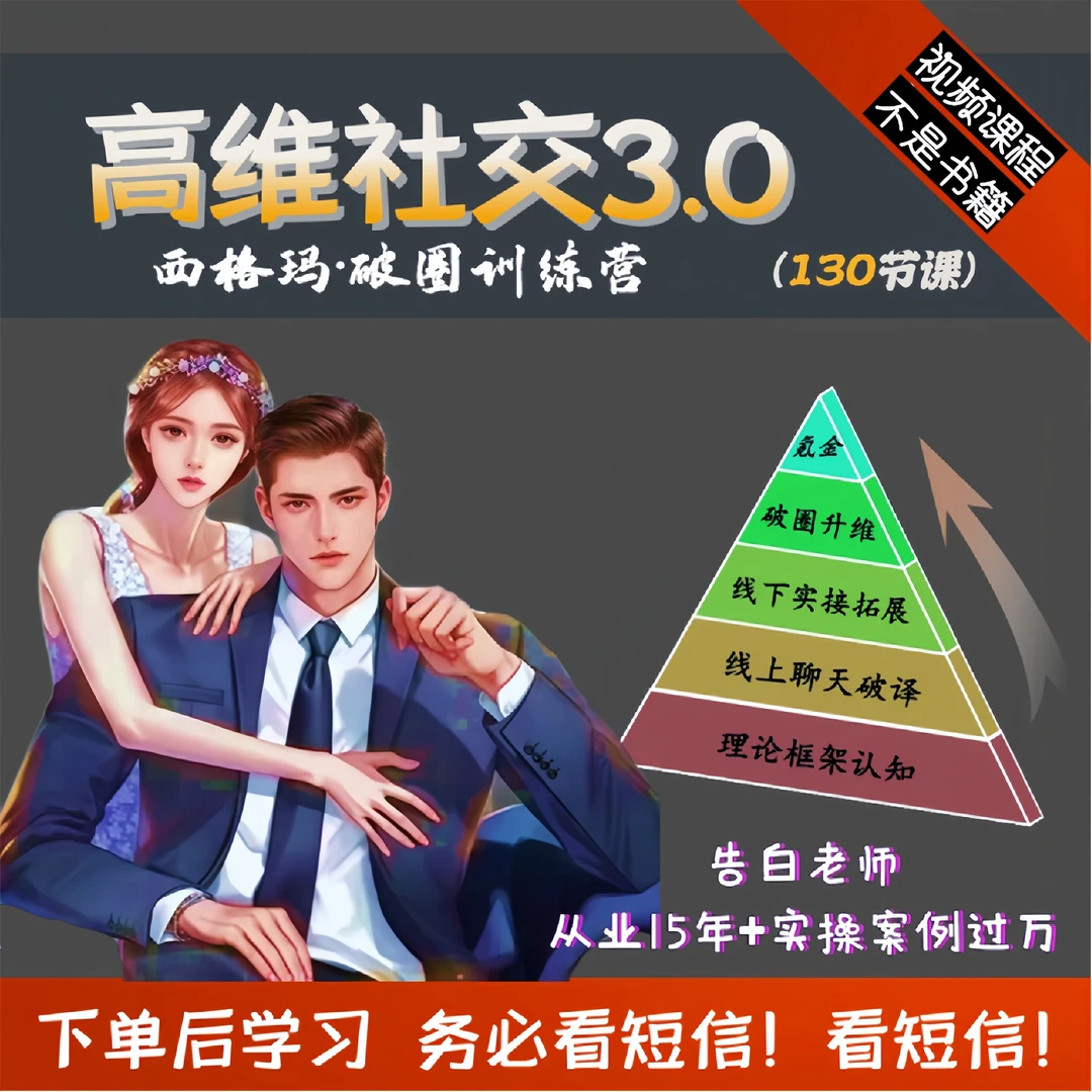 魅力男性高维社交视频课+吸引力+聊天解码+线下实战进级（不是书）