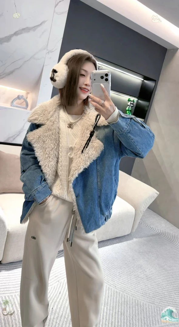 熙薇【甜酷拼接】2025冬季新款时尚休闲羽绒服牛仔外套H6617