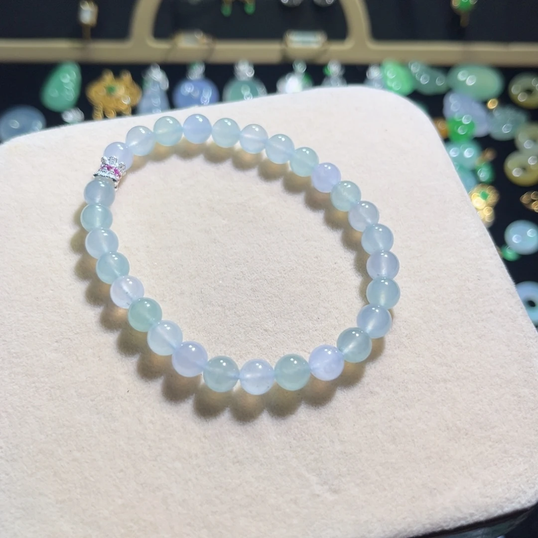 定制翡翠未镶嵌卡6冰手串