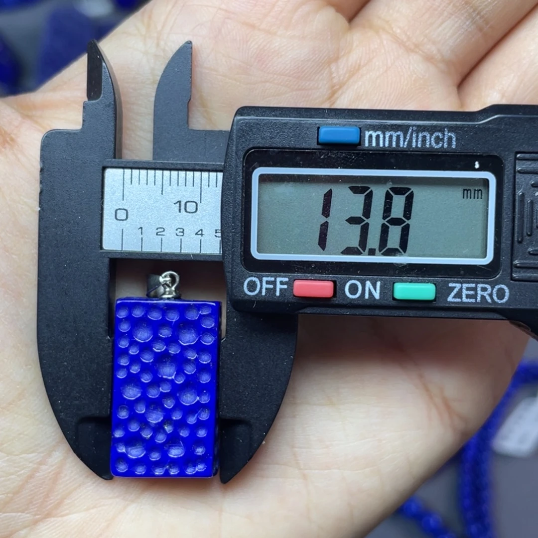 青金石银S925镶嵌13×22mm陨石坑吊坠