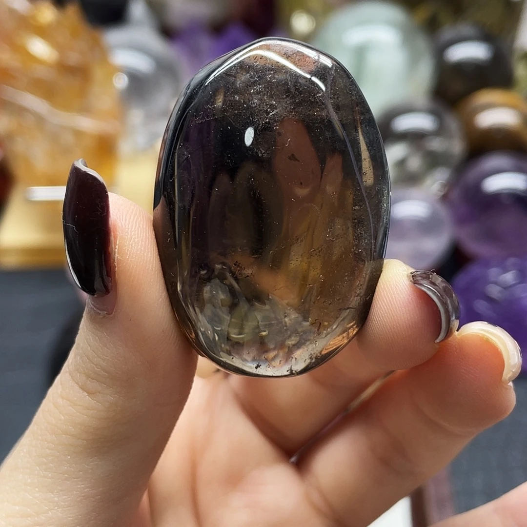 水晶未镶嵌珠宝半成品39茶晶手握