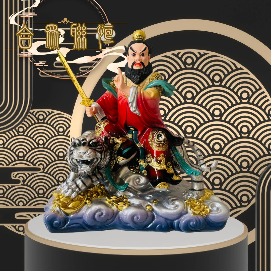 张天师雕像张道人正一真人张道陵祖师爷佛像骑虎张天师像家用摆件