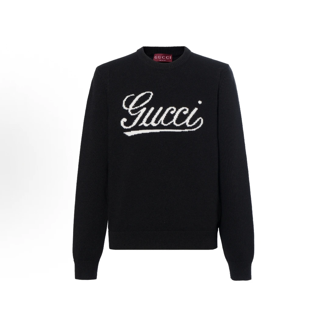 未使用 GUCCI/古驰 字母印花圆领套头宽松长袖毛衣