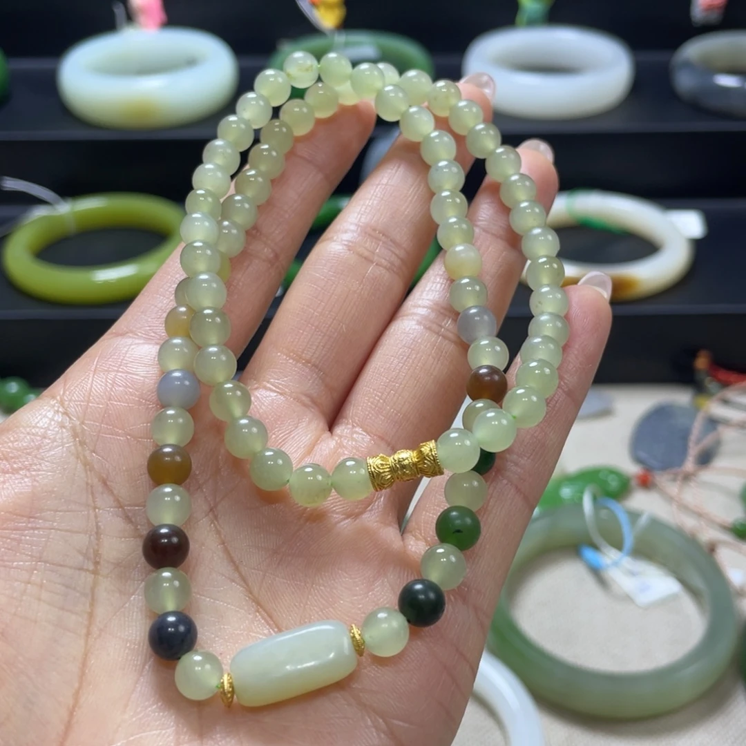 和田玉未镶嵌项链卡6mm