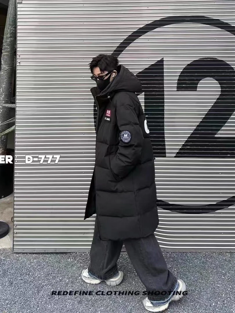 冬季中长款棉服男士加厚保暖外套潮流宽松过膝棉衣