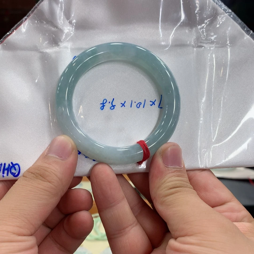 晓***蒽未镶嵌手镯翡翠天然a货翡翠53.7圆条