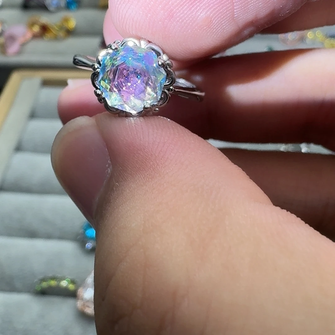 戒指银S925镶嵌水晶