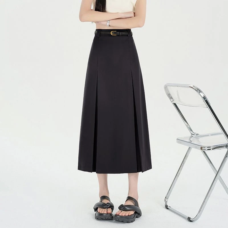 西装百褶裙夏季2025新款高腰显瘦A字半身裙中长款气质百搭包臀裙