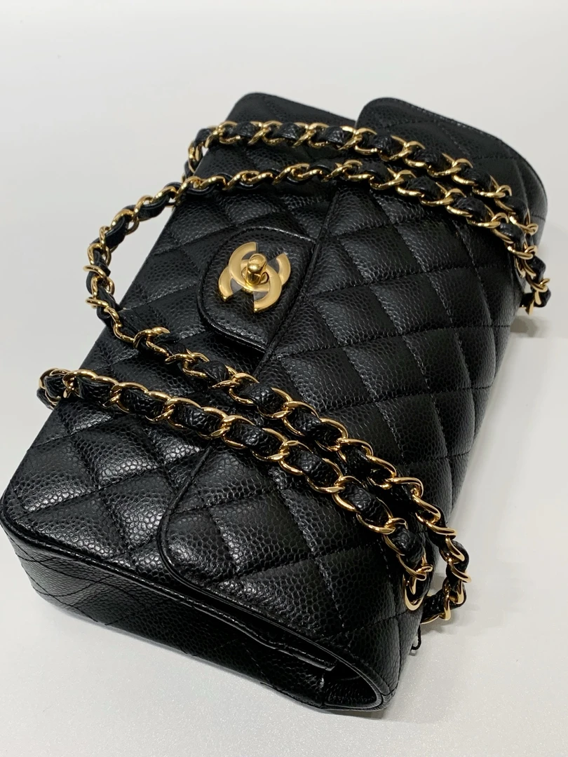 99新 Chanel/香奈儿 HIHi/ 黑金荔枝纹小号CF 芯片款 /11782156