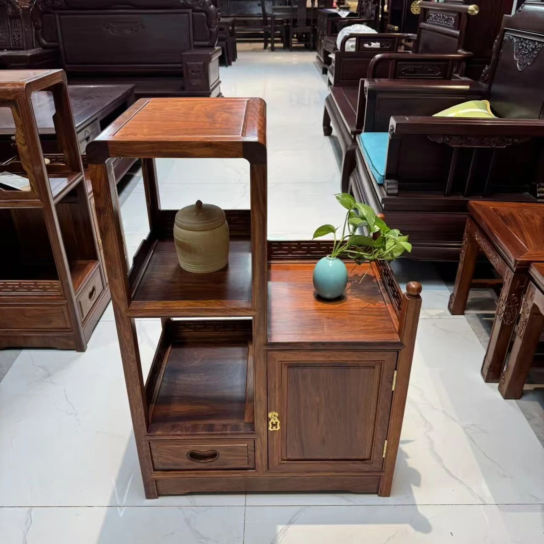 刺猬紫檀高低茶叶柜边柜餐边柜置物架储物架茶水柜古玩茶具茶室