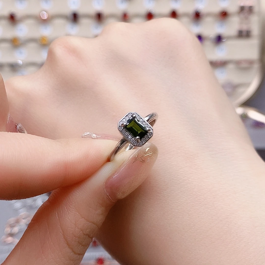 碧玺戒指银S925镶嵌戒指