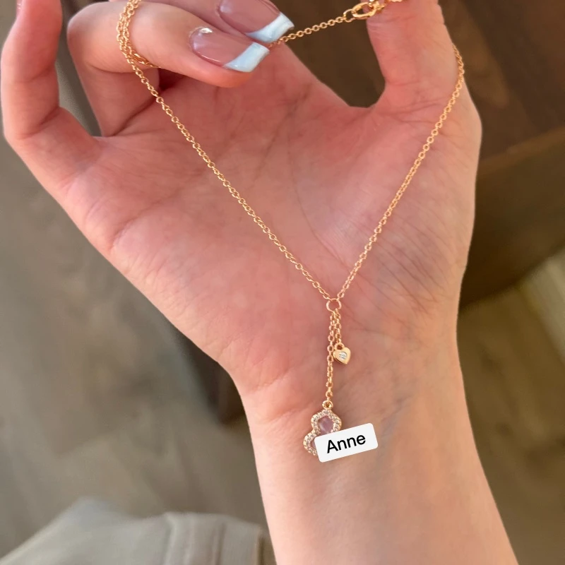 铁合金项链 粉贝葫芦爱心流苏精致项链【X780】