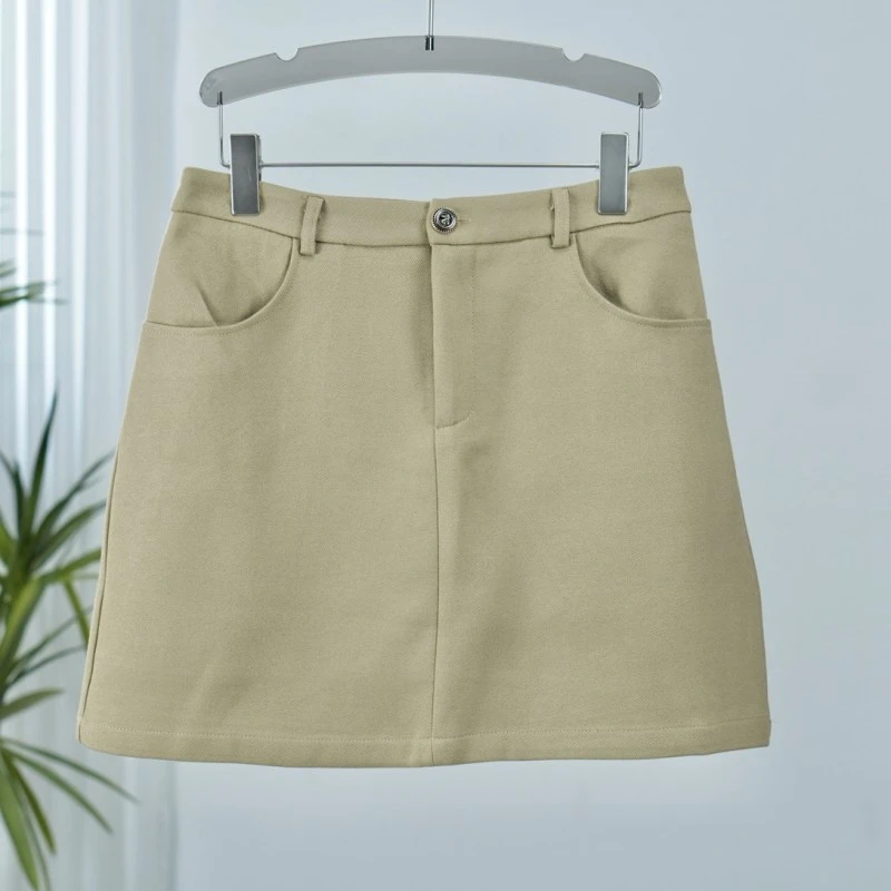 蒥系列  Z685  女装时尚撤柜半身短裙咖绿色500516