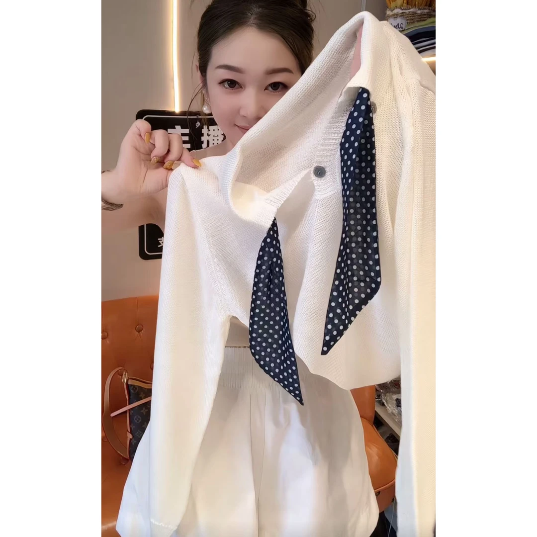 【现货】今年流行穿搭2025夏季新款温柔风休闲风毛针织衫长袖上衣