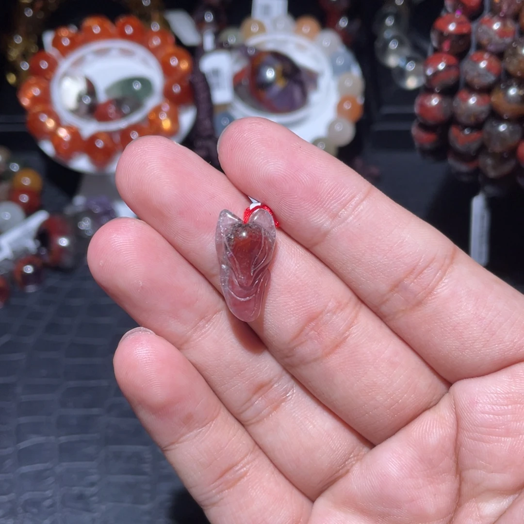 水晶未镶嵌吊坠(赠链)极光23老矿红狐狸吊坠
