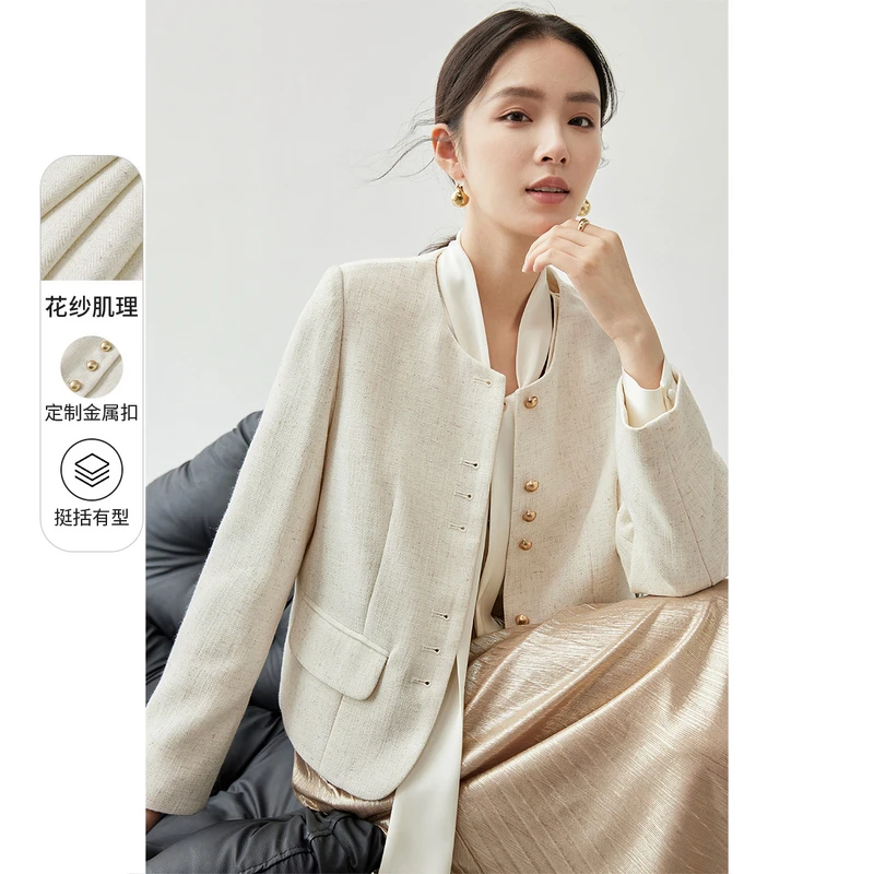 含亚麻品质女装通勤外套女56605