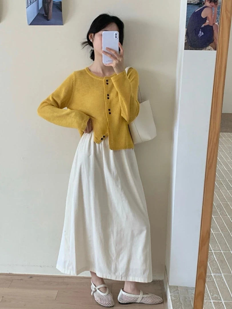 86108 注注嘛嘛 韩系简约百搭后开叉直筒半身裙