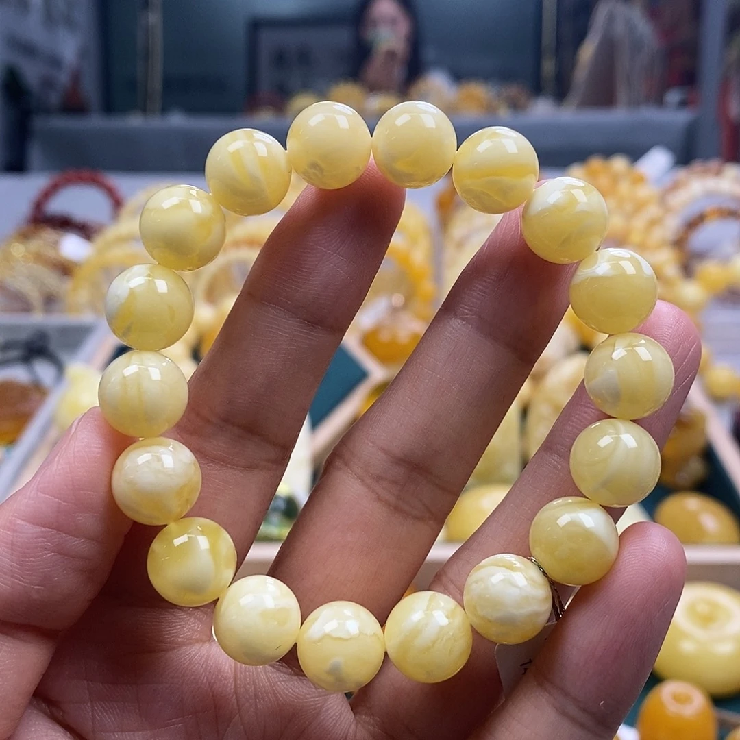 未镶嵌琥珀珠宝奇石11白妖花圆珠14.08