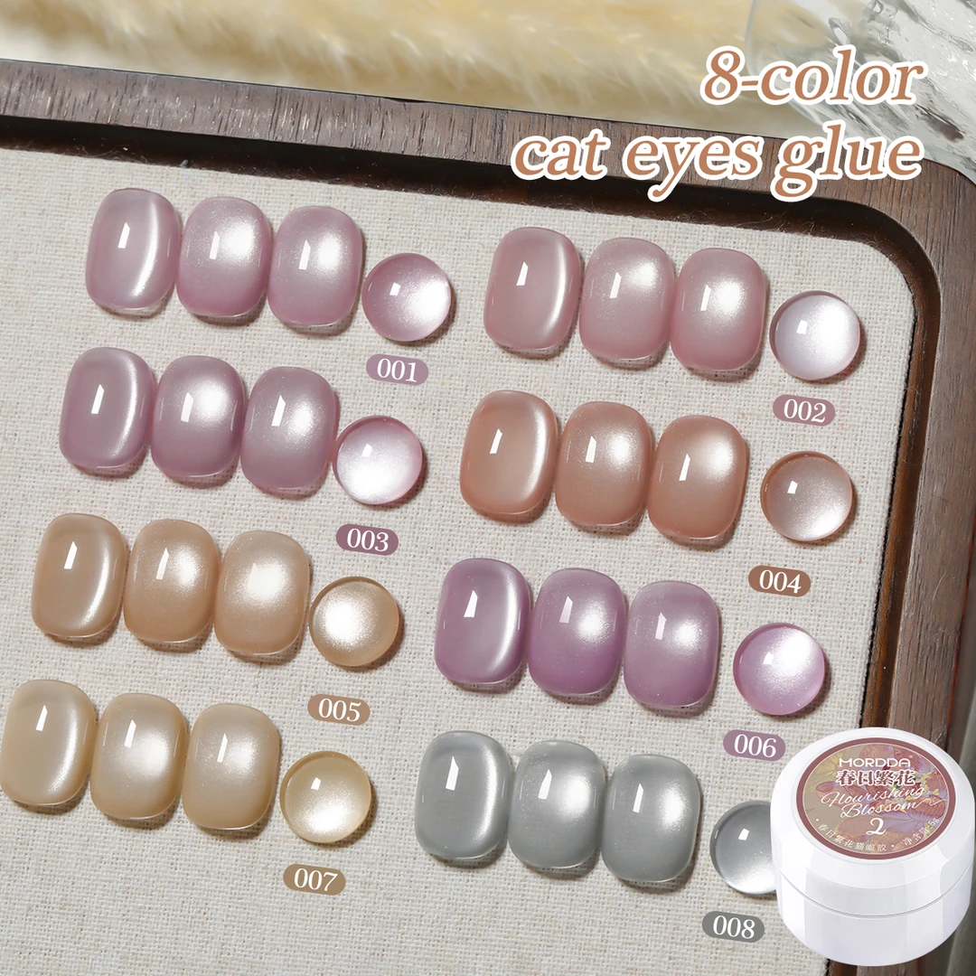 2025年新款春日繁花裸粉色玻璃珠晶石猫眼甲油胶罐装5g