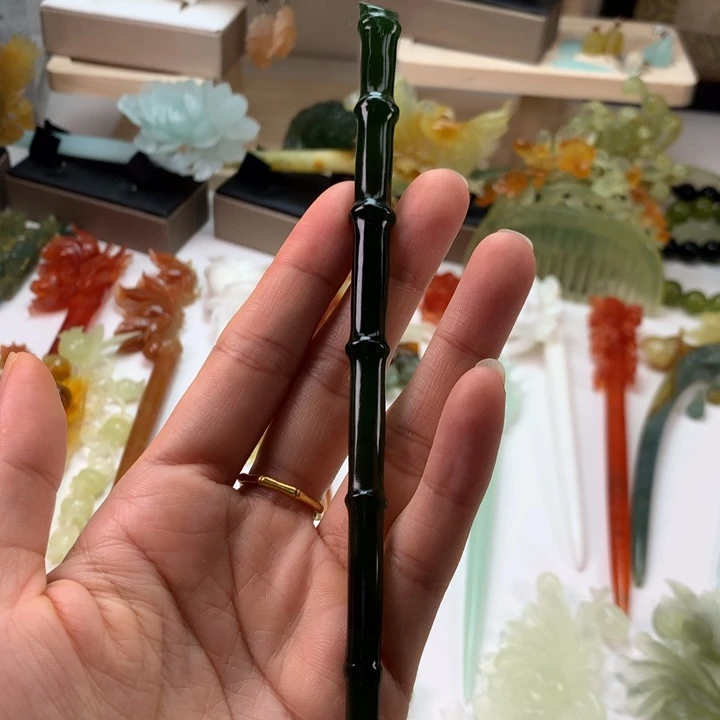 蛇纹石玉发饰未镶嵌咸****)