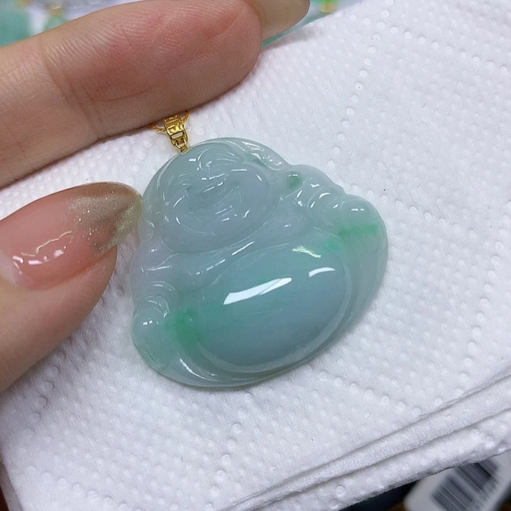 翡翠18K金镶嵌颈饰挂件