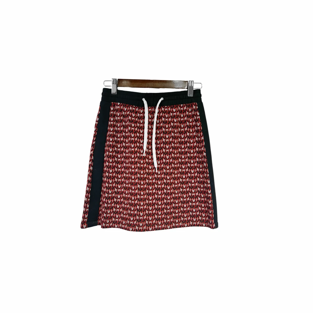 99新 MIU MIU/缪缪 012580  Logo图案印花满印抽绳短裙  Xs码