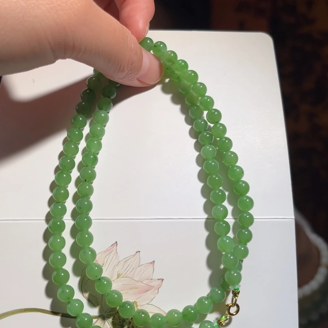 和田玉银S925镶嵌颈饰乌兰海猕猴桃6mm780