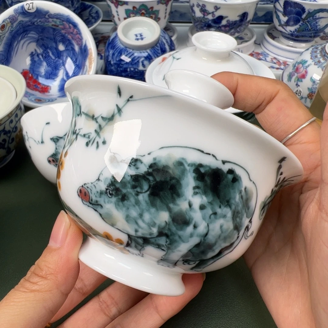 陶瓷景德镇纯手工纯手绘茶具木木73