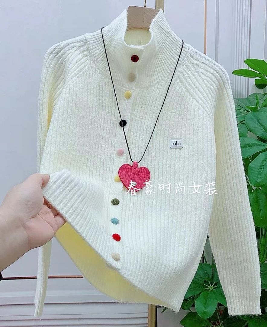 网红彩色洋气针织外套2025秋冬新款明艳风设计感宽松时尚短款外套