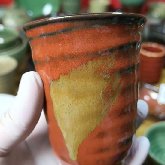 落***泉瓷片磁州窑五厂盘碗壶杯有瑕疵